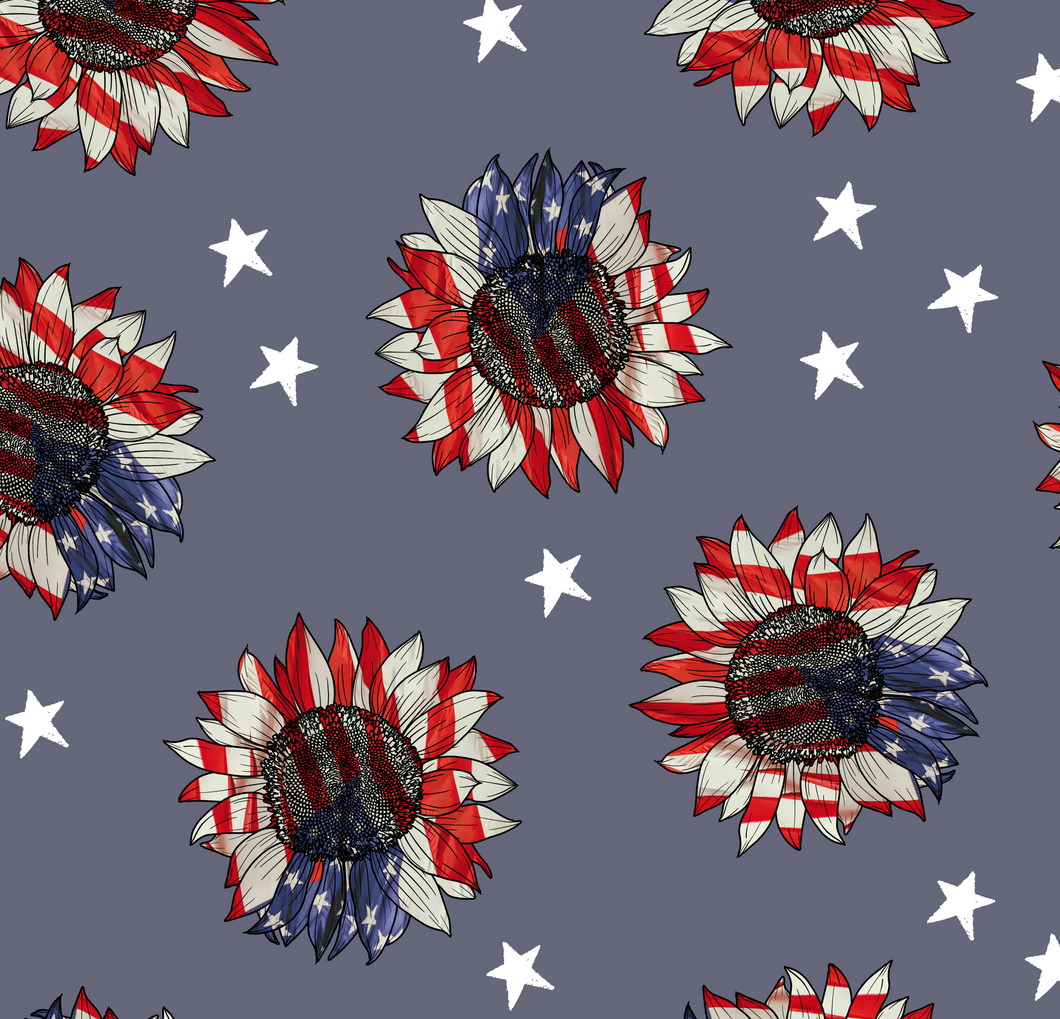 Patriotic Flowers on Gray