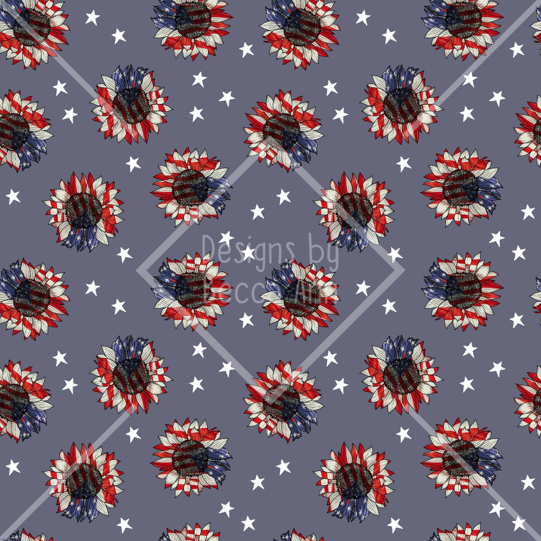 Patriotic Flower and Stars Seamless File