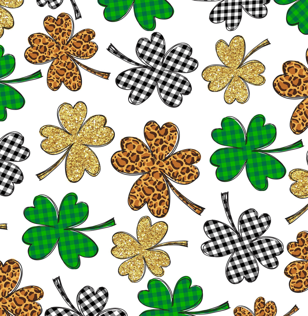 Gold and Plaid Clovers