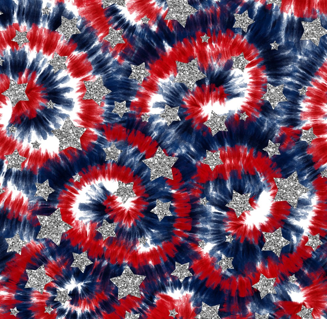 Patriotic Tie Dye with Silver Stars