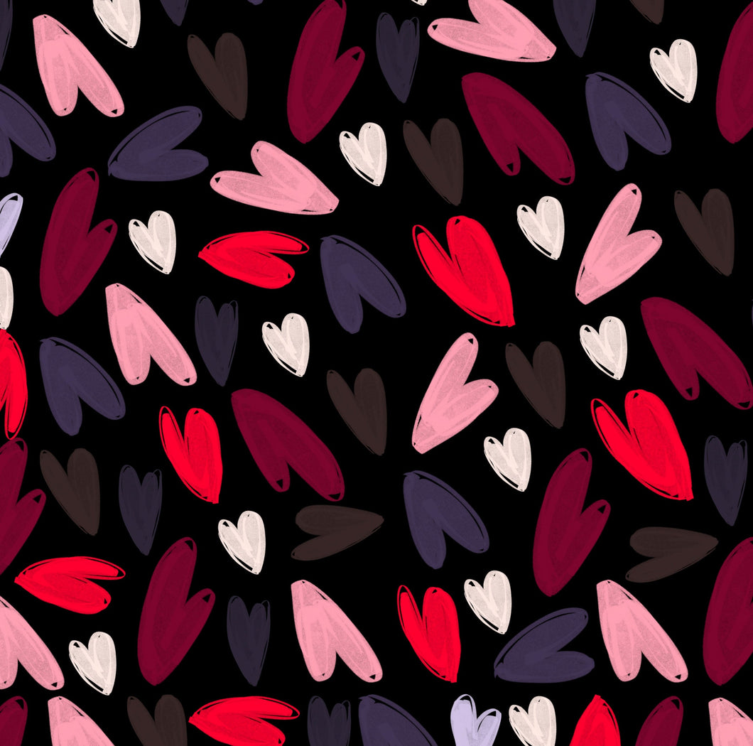 Assorted Colorful Hearts on Black