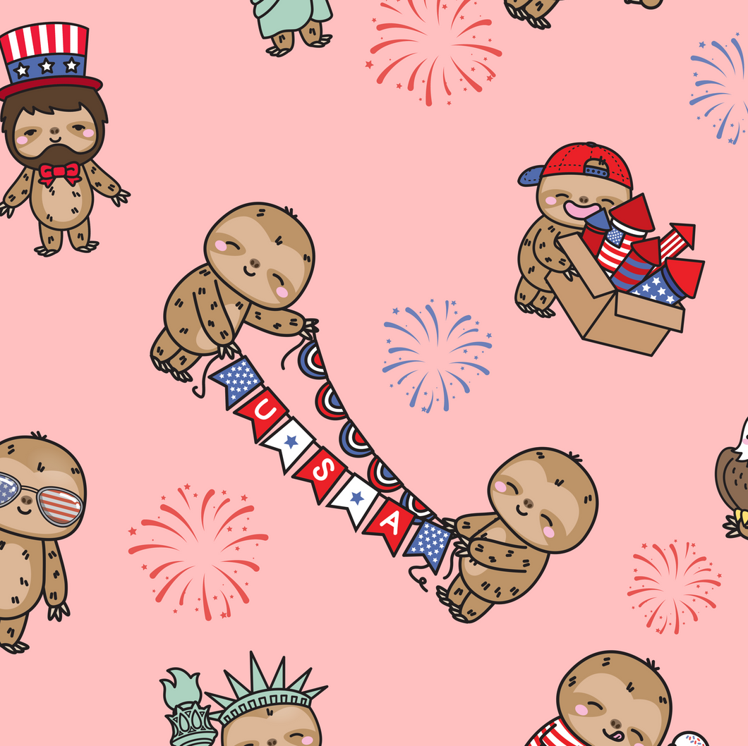 Pink Patriotic Sloths