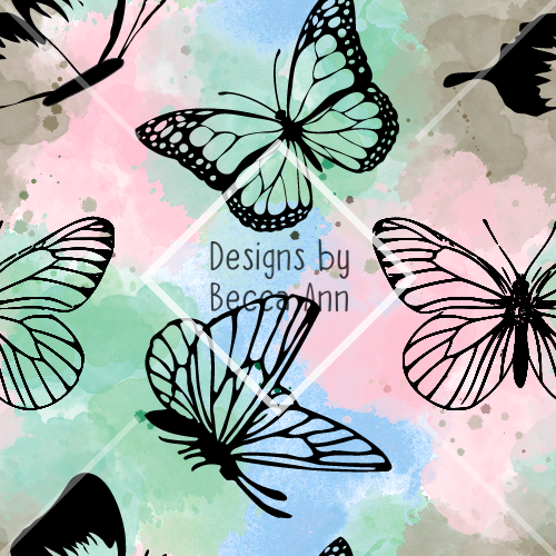 Watercolor butterflies Seamless File