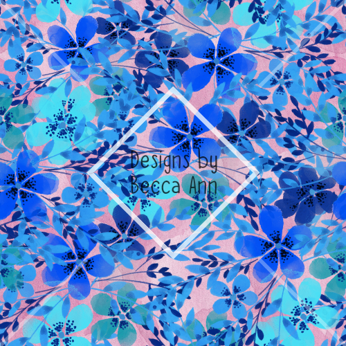 Bright Blue Floral Collage Seamless File