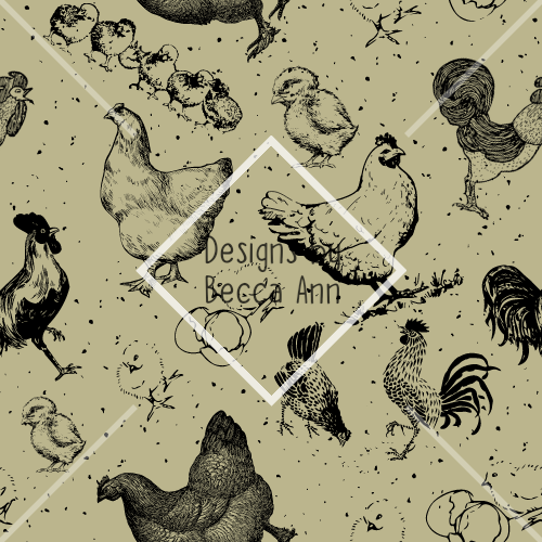 Outlined Chickens Seamless File