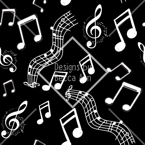 Music Notes on Black Seamless File
