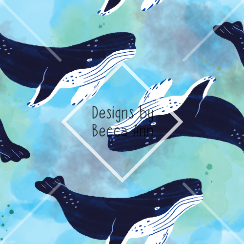 Watercolor Whales Seamless File