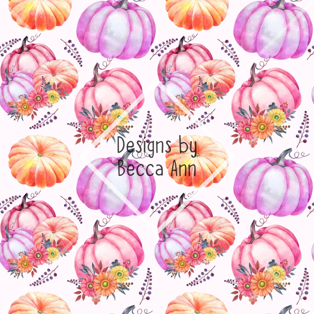 Assorted Pink Floral Pumpkin Seamless File