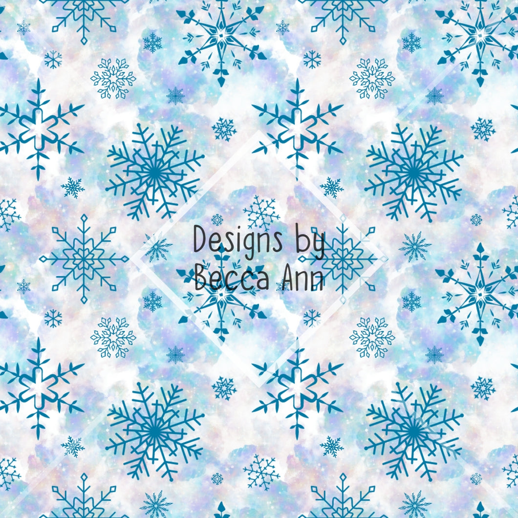 Dainty Blue Snowflakes Seamless File